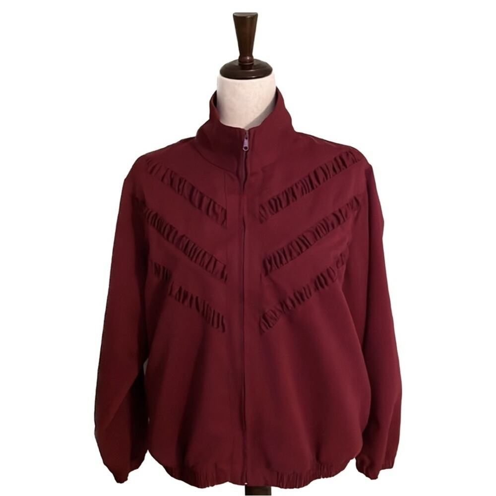 Vintage 90s Napa Valley Petites Ruched Chevron Bomber Windbreaker Jacket LP